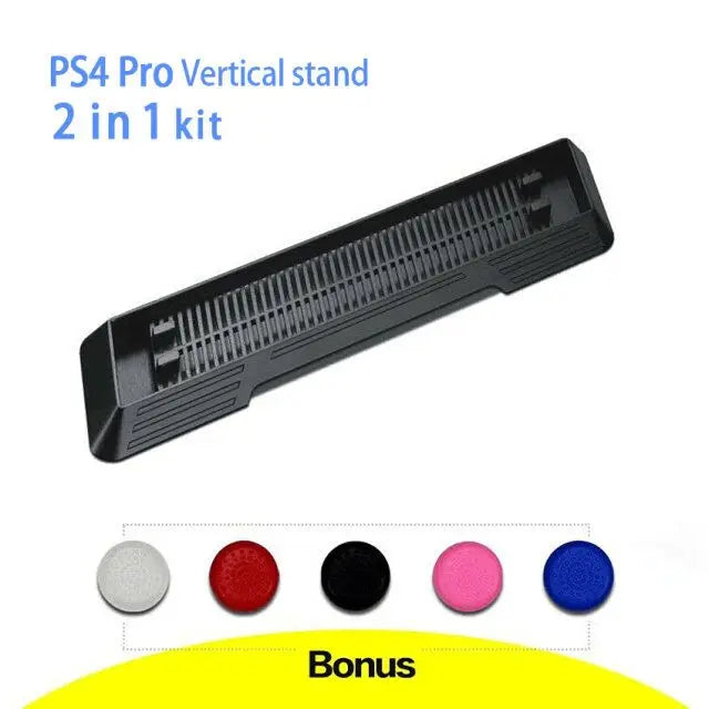 Game accessories Vertical Stand Non-Slip Base for PlayStation 4 PS4 Pro Game Console + 5pcs of PS4 Controller Analog Stick Cover