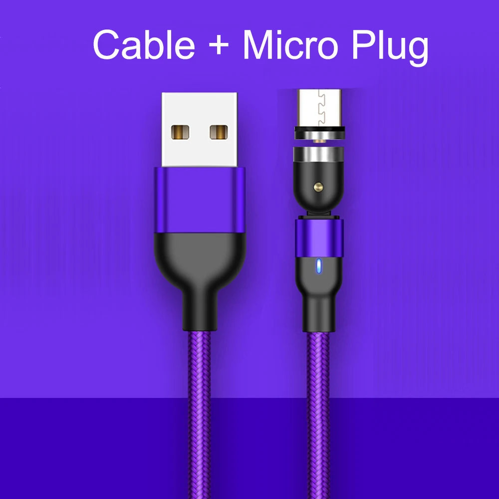 540 Degree Rotatable Apple Magnetic Charger For iPhone Cable USB C Magnetic Micro USB Cable Type C Gaming Cord Wire For Charging