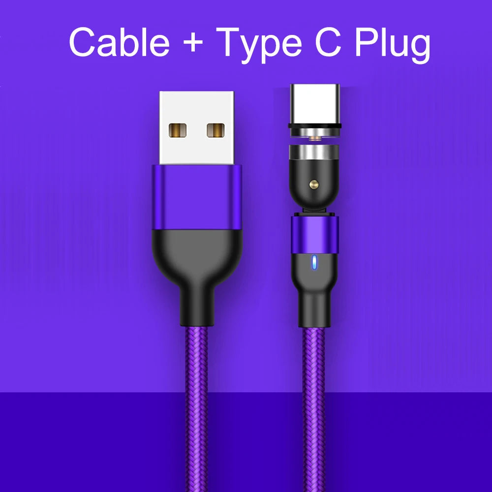 540 Degree Rotatable Apple Magnetic Charger For iPhone Cable USB C Magnetic Micro USB Cable Type C Gaming Cord Wire For Charging