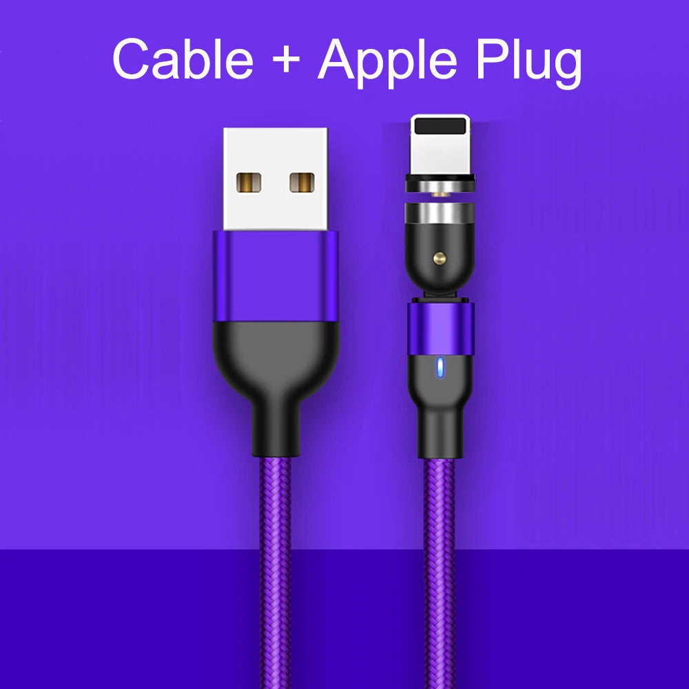 540 Degree Rotatable Apple Magnetic Charger For iPhone Cable USB C Magnetic Micro USB Cable Type C Gaming Cord Wire For Charging