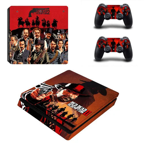 Red Dead Redemption 2 PS4 Slim Skin Sticker Decal Vinyl for Sony Playstation 4 Console and 2 Controllers PS4 Slim Skin Sticker